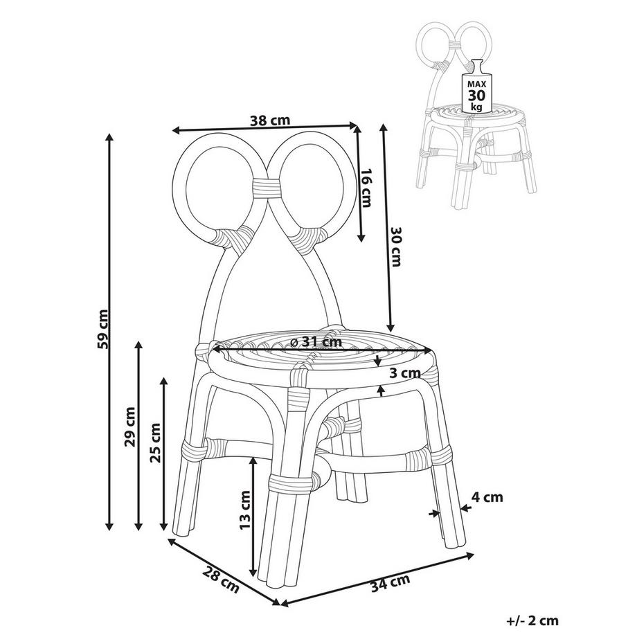 Beliani Kindersessel aus Rattan  MIRTIA  