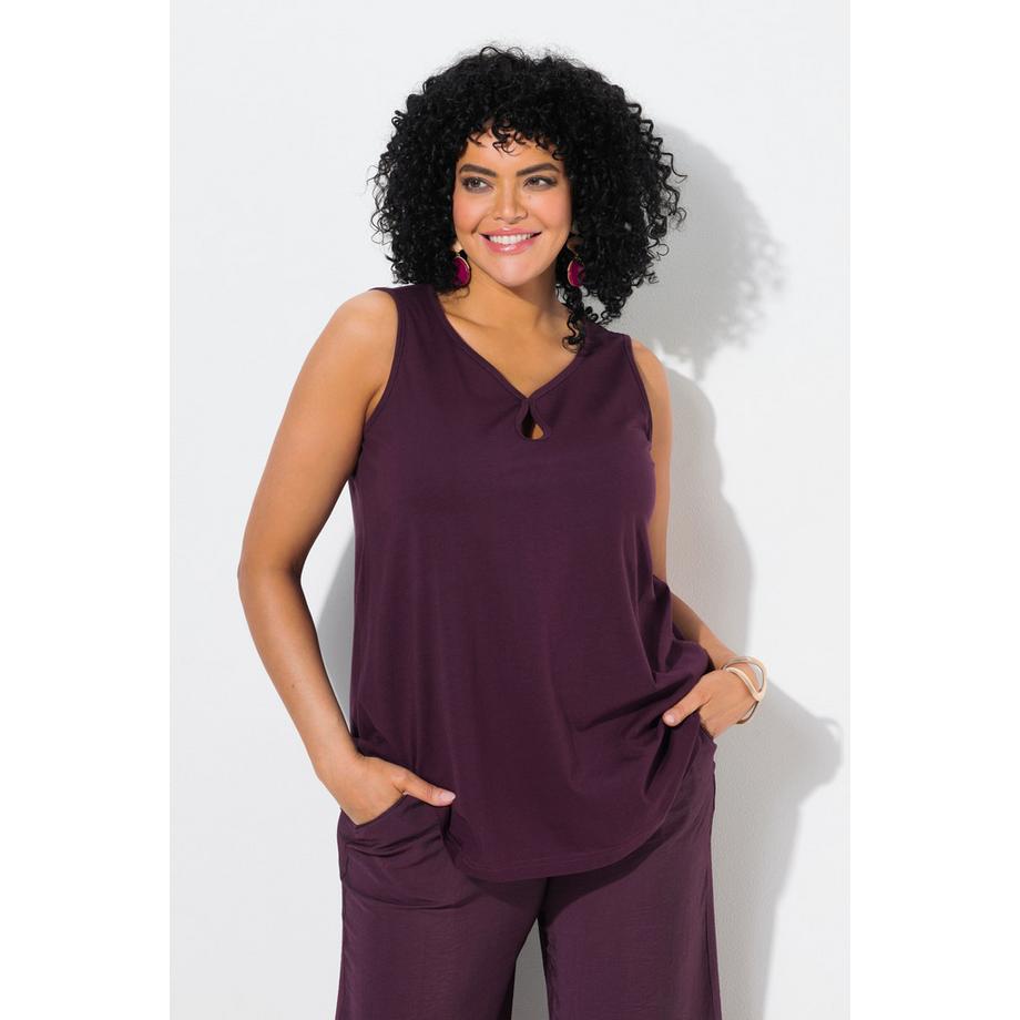 Ulla Popken Cut-Out Herzausschnitt Ärmelloses A-Linien Top  