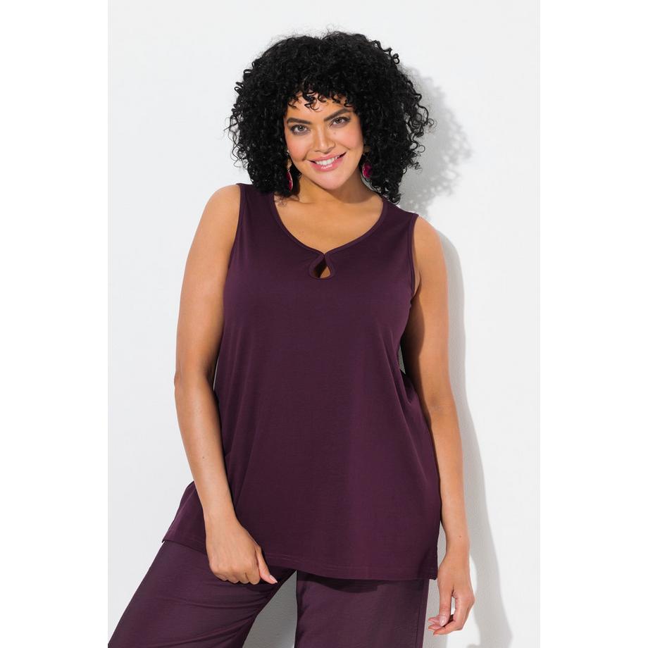 Ulla Popken Cut-Out Herzausschnitt Ärmelloses A-Linien Top  