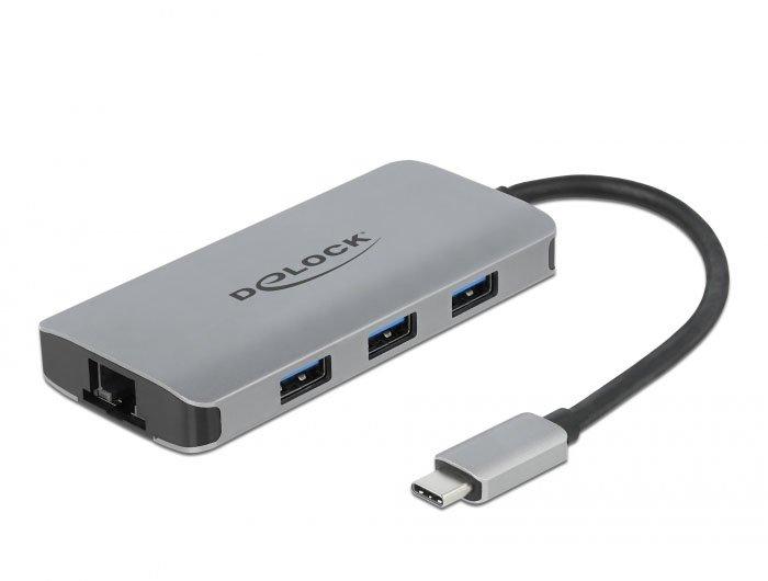 DeLock  63252 Notebook-Dockingstation & Portreplikator Kabelgebunden USB 3.2 Gen 1 (3.1 Gen 1) Type-C Grau 