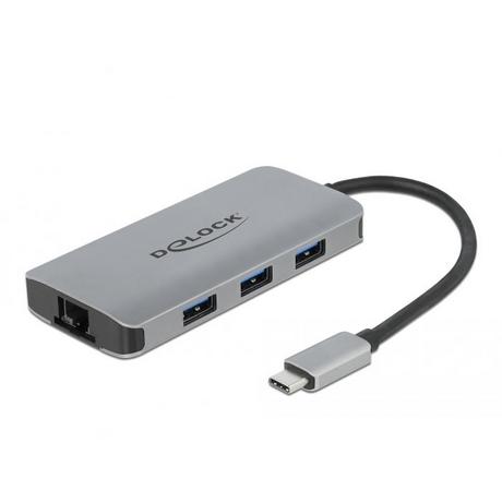 DeLock  63252 Notebook-Dockingstation & Portreplikator Kabelgebunden USB 3.2 Gen 1 (3.1 Gen 1) Type-C Grau 