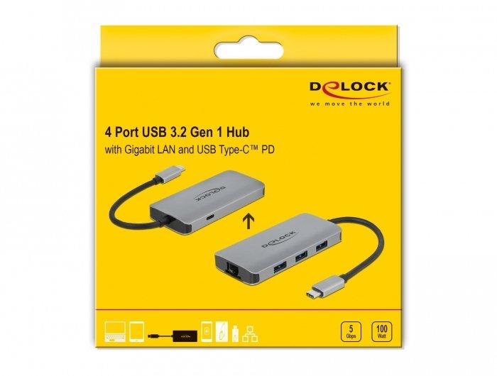 DeLock  63252 Notebook-Dockingstation & Portreplikator Kabelgebunden USB 3.2 Gen 1 (3.1 Gen 1) Type-C Grau 