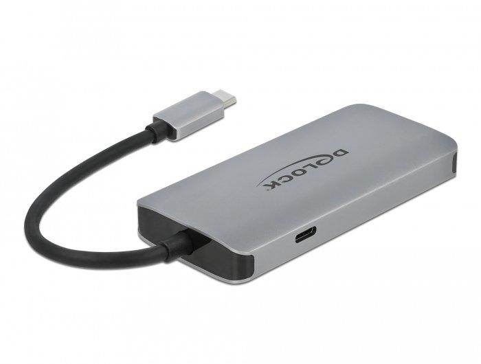DeLock  63252 Notebook-Dockingstation & Portreplikator Kabelgebunden USB 3.2 Gen 1 (3.1 Gen 1) Type-C Grau 