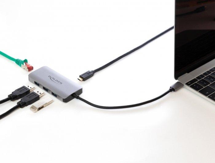 DeLock  63252 Notebook-Dockingstation & Portreplikator Kabelgebunden USB 3.2 Gen 1 (3.1 Gen 1) Type-C Grau 