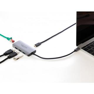 DeLock  63252 Notebook-Dockingstation & Portreplikator Kabelgebunden USB 3.2 Gen 1 (3.1 Gen 1) Type-C Grau 