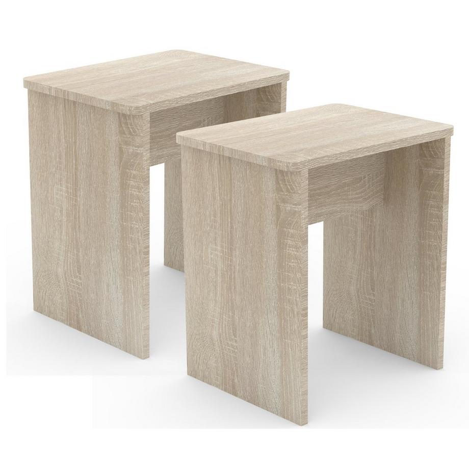 VCM Lot de 2 poufs en bois cube repose-pieds table d'appoint Esal Lot de 2 poufs en bois cube repose-pieds table d'appoint Esal  