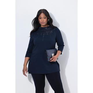 Ulla Popken Felpa Pietre Decorative Taglio Svasato Collo Alto  