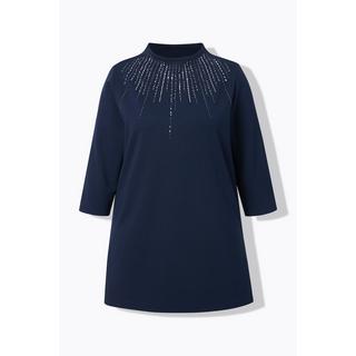 Ulla Popken Felpa Pietre Decorative Taglio Svasato Collo Alto  