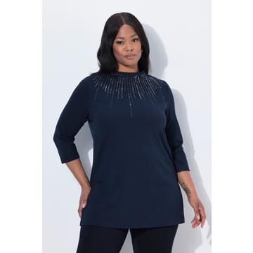 Felpa dal taglio svasato con applicazioni, collo alto e maniche lunghe