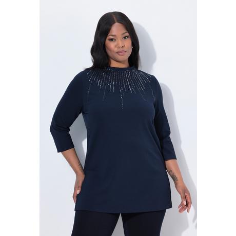 Ulla Popken Felpa Pietre Decorative Taglio Svasato Collo Alto  