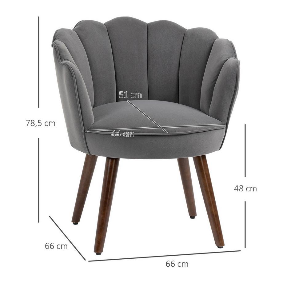 Northio Esszimmerstuhl Küchenstuhl Sessel Mit Rückenlehne Wohnzimmerstuhl Polyester Gummiholz Dunkelgrau 66 X 72 X 79 Cm  