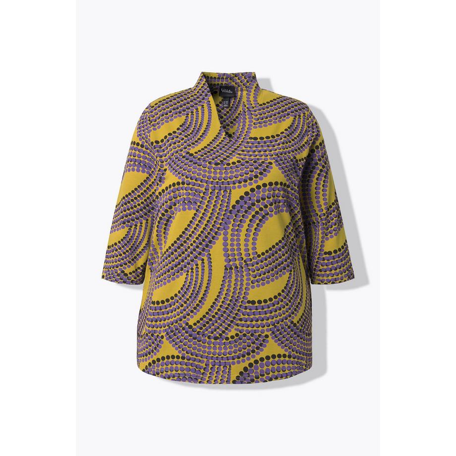 Ulla Popken Maglia a Pois Collo a Calice Scollo a V Maniche 3/4  