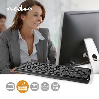 Nedis  Kabelgebundene Tag-Tastatur | USB-A | Multimedia | AZERTY | FR Layout | Numerische Tastatur 