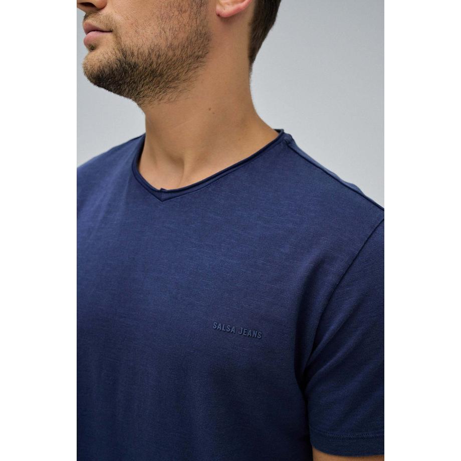 Salsa T-Shirt Slim Fit Scollo a V Bordo Grezzo  