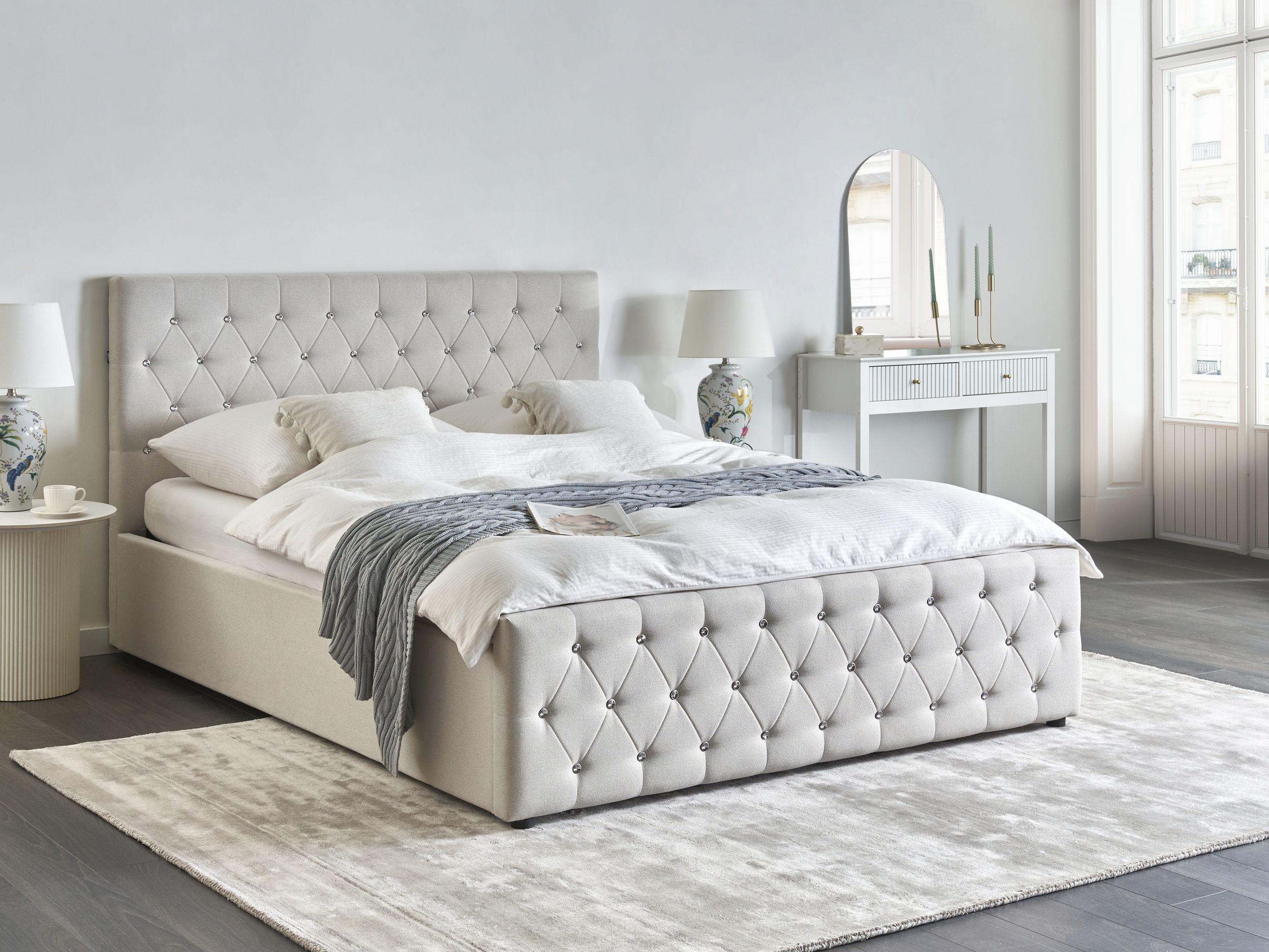 Beliani Letto contenitore en Tessuto Glamour AMIENS  