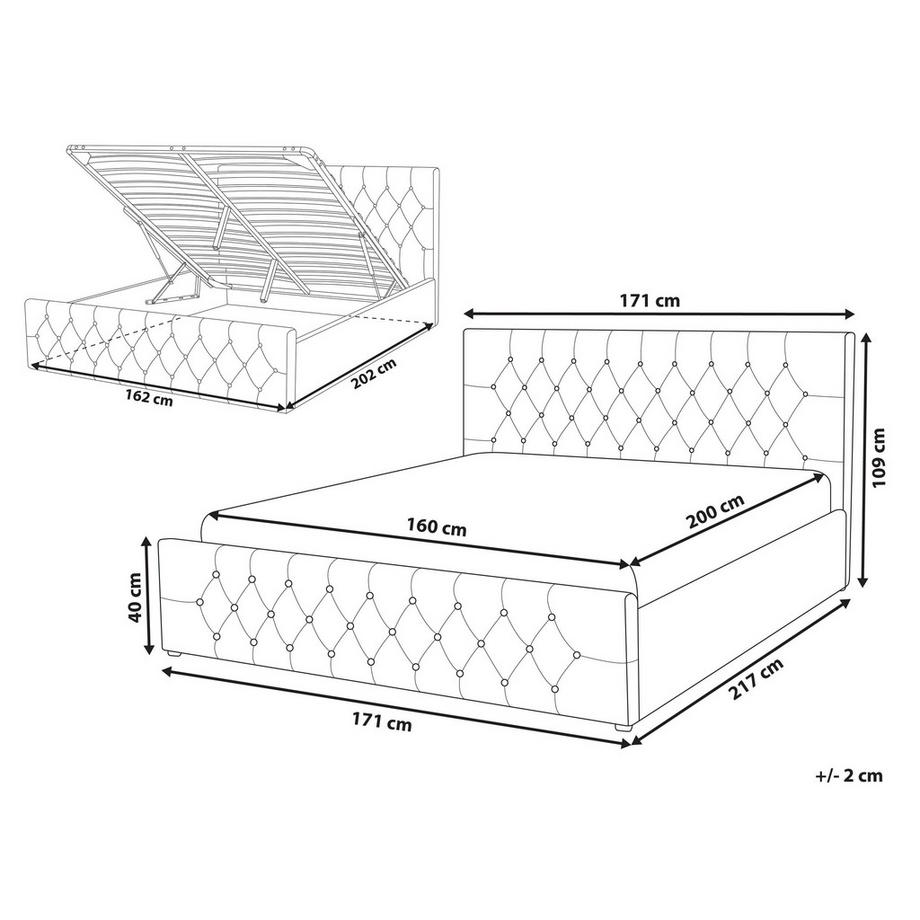 Beliani Letto contenitore en Tessuto Glamour AMIENS  