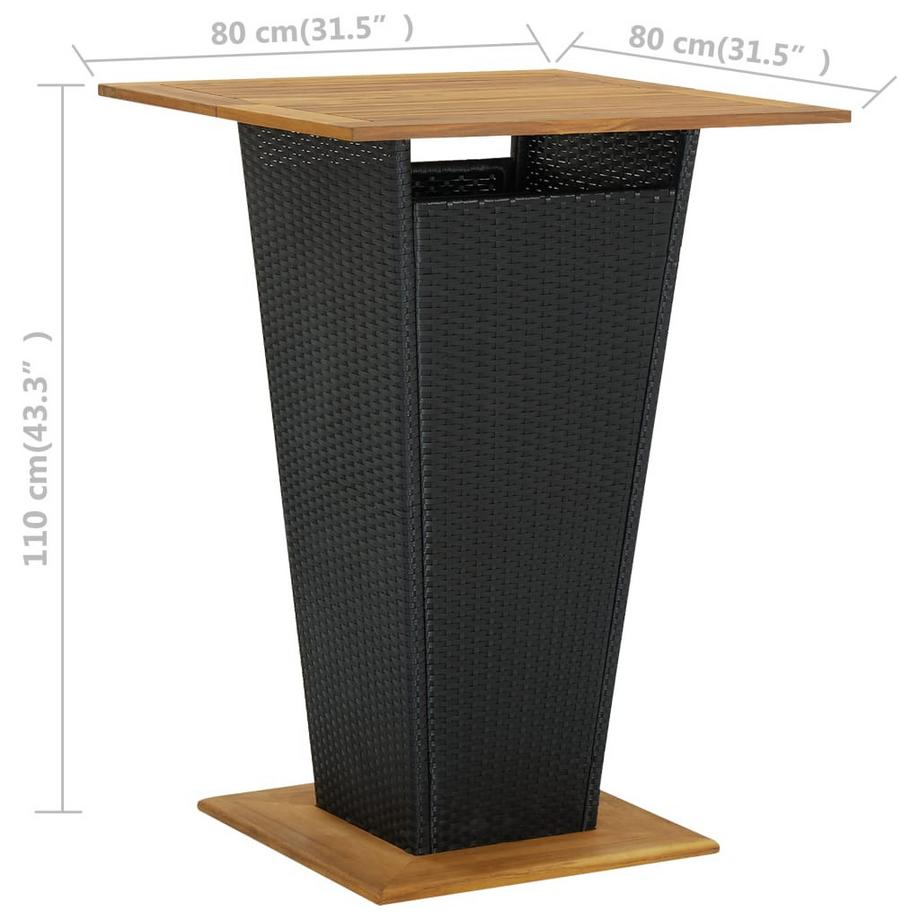 VidaXL Table de bar rotin synthétique  