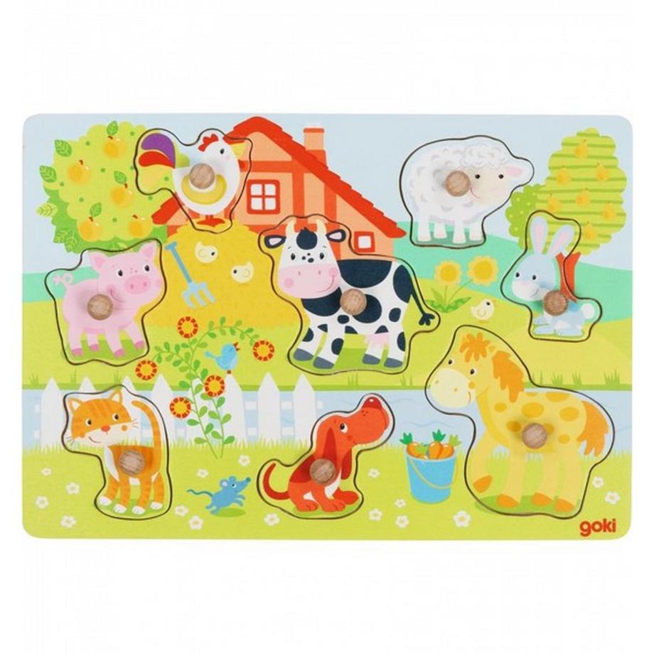 goki  Puzzle Steckpuzzle Bauernhoftiere (8Teile) 