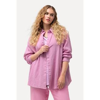 Ulla Popken  Chemisier oversize en mousseline, col chemise et manches longues 