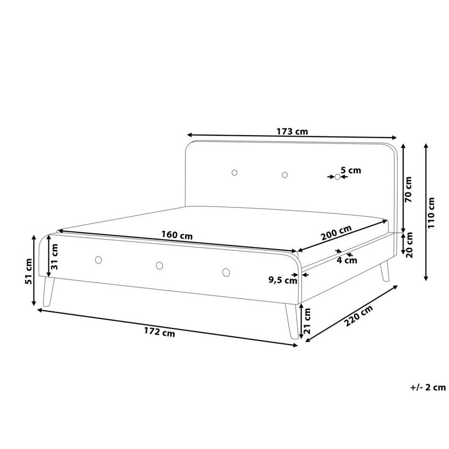 Beliani Bett mit Lattenrost aus Stoff Retro RENNES II  