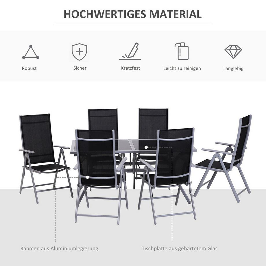 Northio  Sitzgarnitur Für 6 Personen Sitzgruppe Gartengarnitur Gartenset Gartenmöbel Alu 