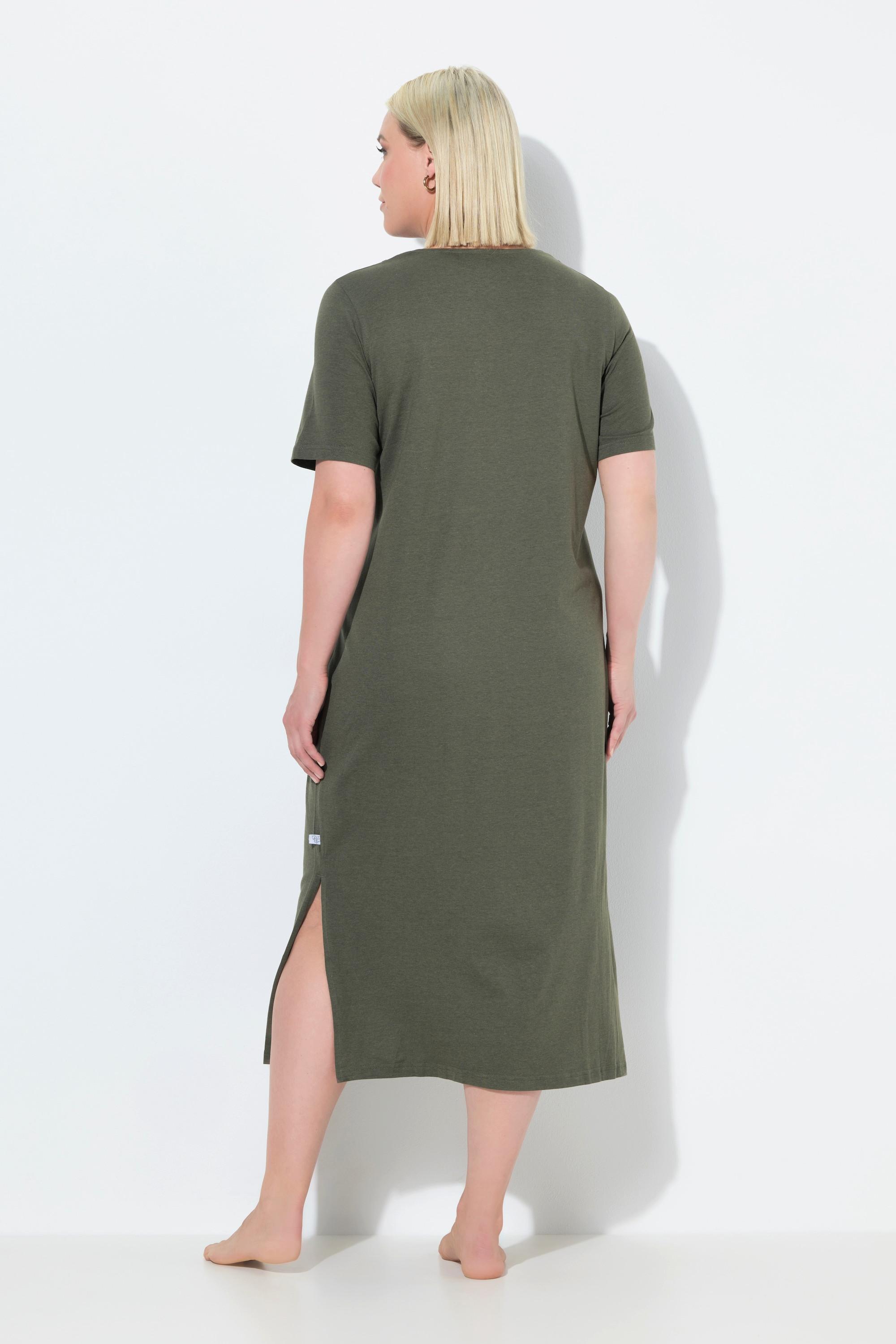 Ulla Popken Camicia da notte Ricami Traforati Scollo a V Mezza Manica  