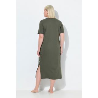 Ulla Popken Camicia da notte Ricami Traforati Scollo a V Mezza Manica  