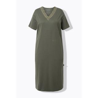 Ulla Popken Camicia da notte Ricami Traforati Scollo a V Mezza Manica  