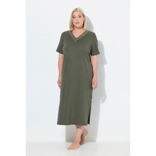 Ulla Popken Camicia da notte Ricami Traforati Scollo a V Mezza Manica  