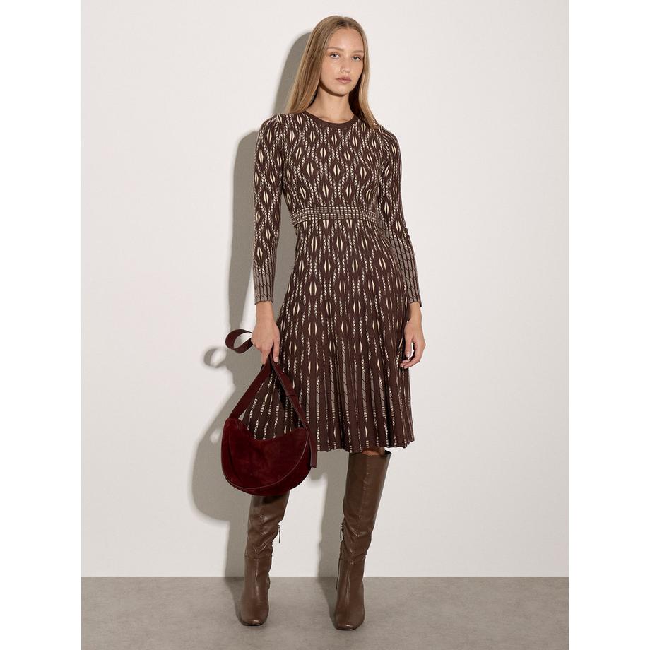 Robe midi en maille à motif losange