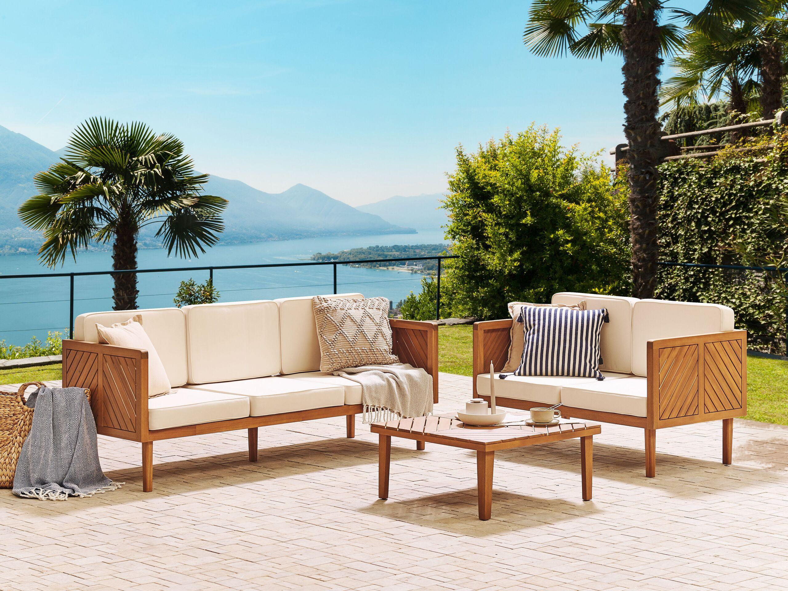 Beliani Lounge Set mit Tisch aus Akazienholz Modern BARATTI  