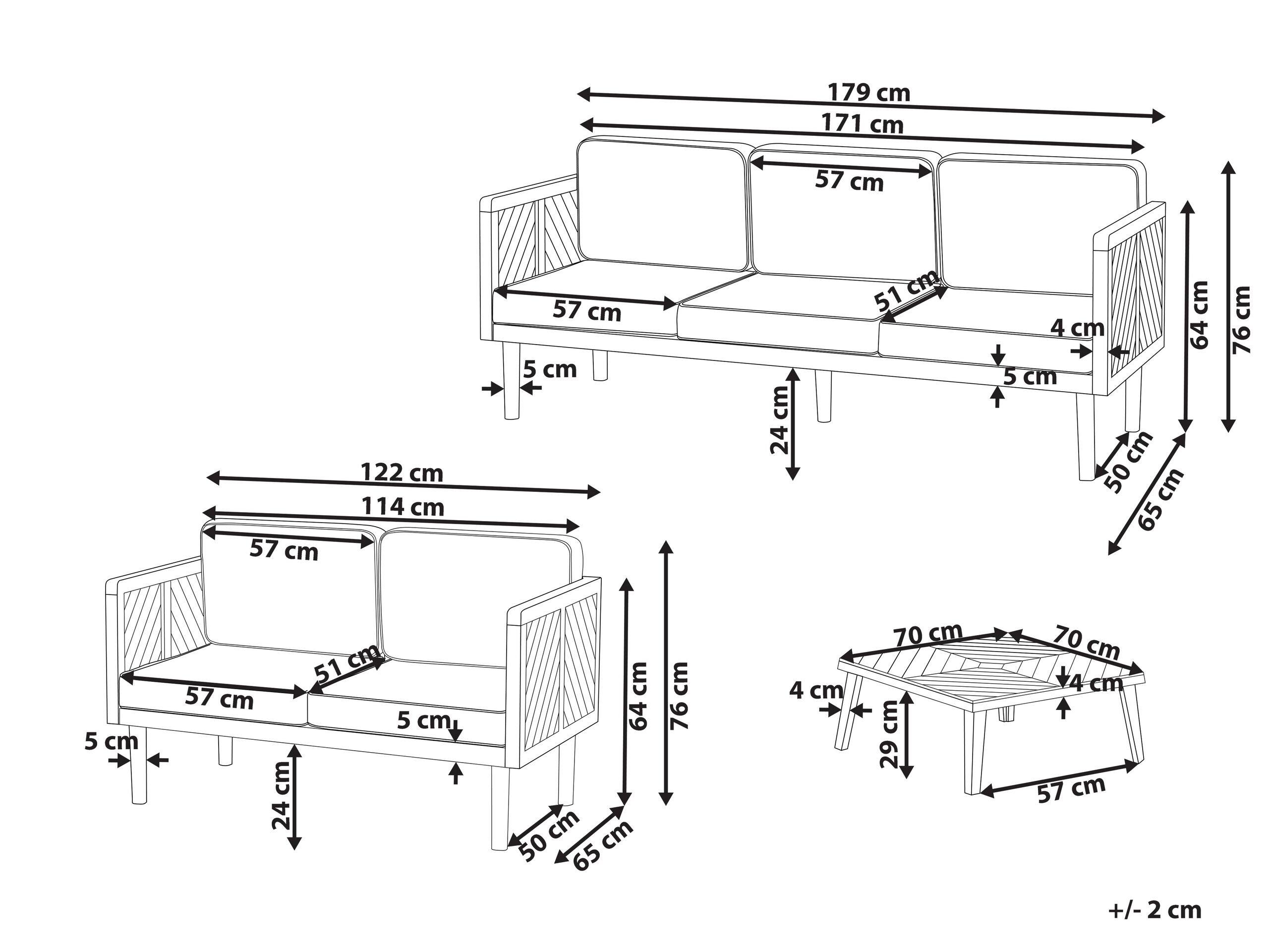 Beliani Ensemble de salon avec table en Acacia Rustique BARATTI  