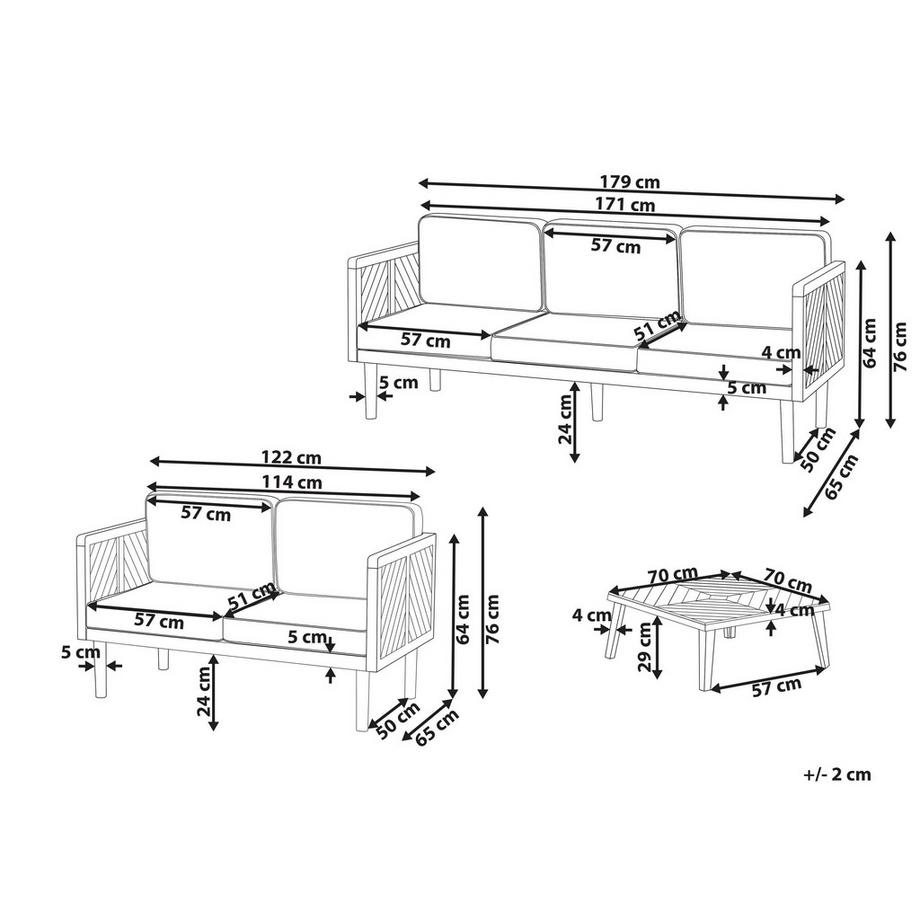 Beliani Ensemble de salon avec table en Acacia  BARATTI  