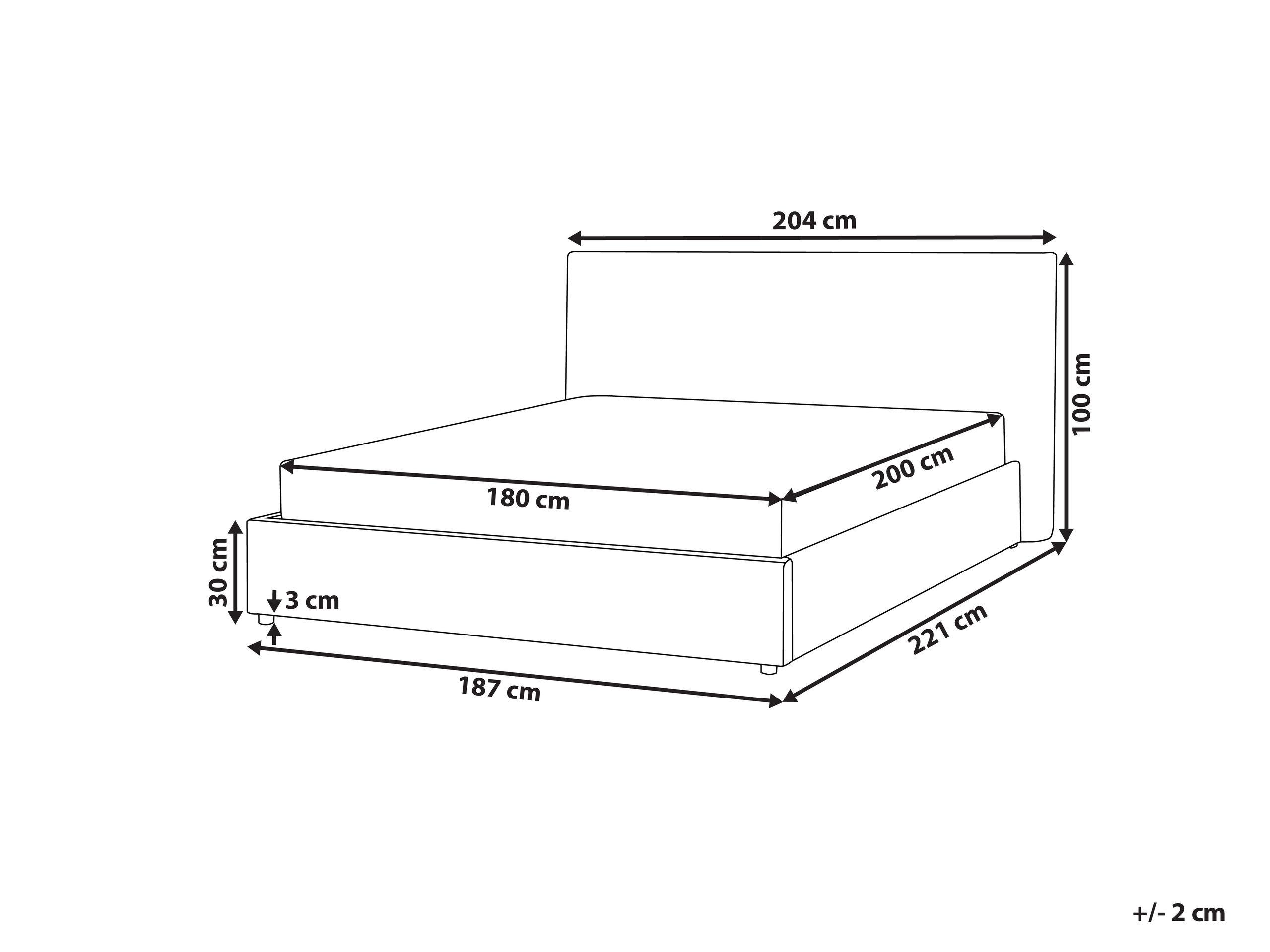 Beliani Lit avec sommier en Velours Traditionnel LAVAUR  