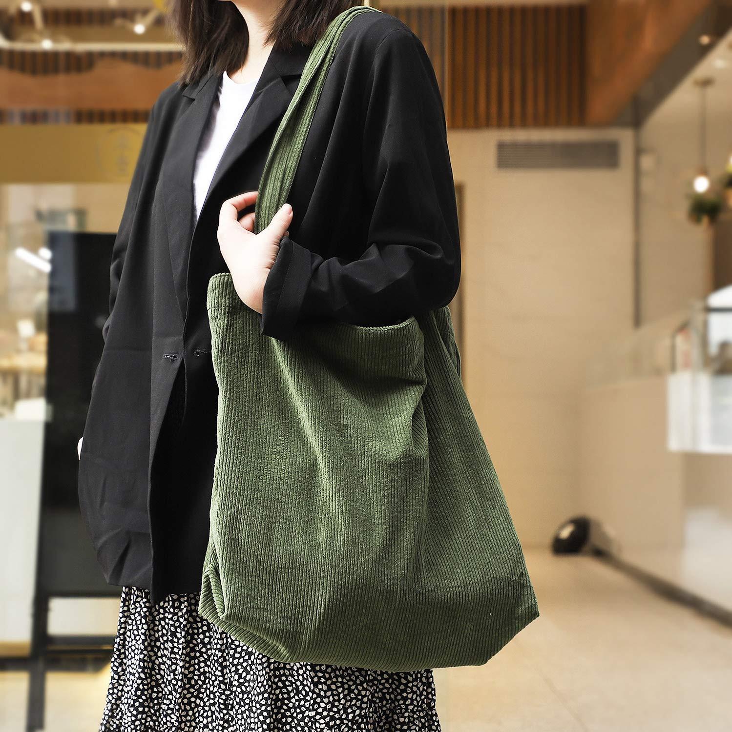 Only-bags.store Große Kapazität Cord Umhängetasche Retro Handtasche  