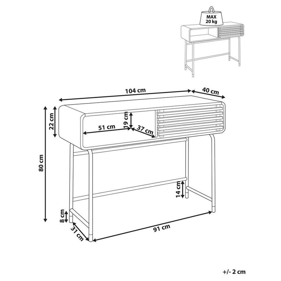 Beliani Tavolino consolle en Pannello di fibre (LDF) Retrò RIFLE  