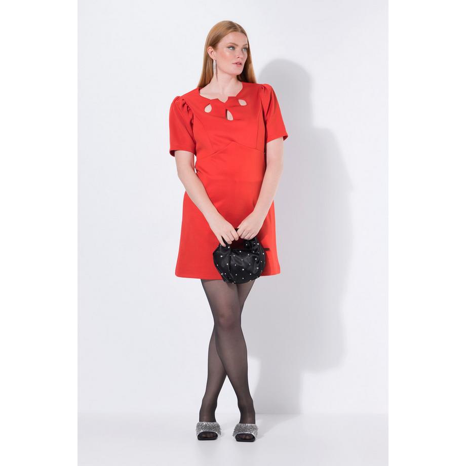 Ulla Popken Robe bodycon Scuba Découpes Manches Courtes Bouffantes  