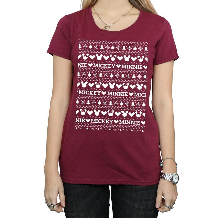 Disney Mickey Minnie T-Shirt Style Pull de Noël  