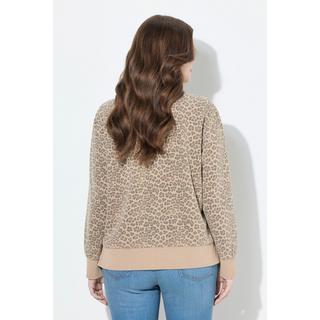 Ulla Popken Blouson Molleton Imprimé Léopard Col Rond Manches Longues  