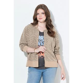 Ulla Popken Blouson Molleton Imprimé Léopard Col Rond Manches Longues  