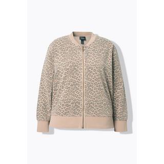 Ulla Popken Blouson Molleton Imprimé Léopard Col Rond Manches Longues  