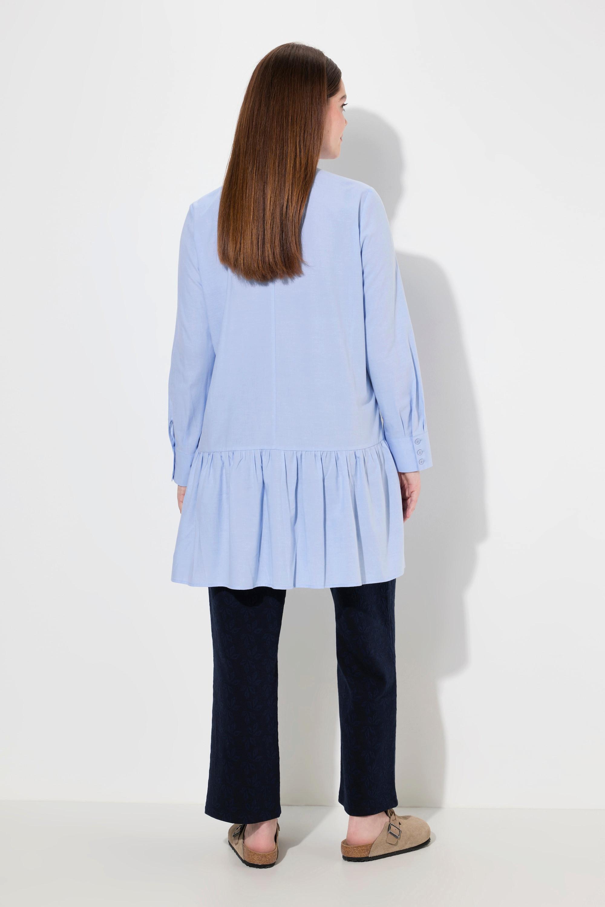 Ulla Popken Chemisier Volant à la Base Col Chemise Manches Longues  