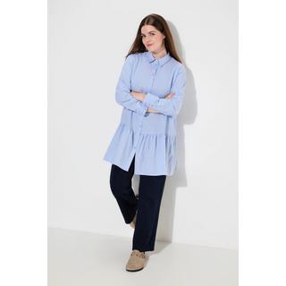 Ulla Popken Chemisier Volant à la Base Col Chemise Manches Longues  