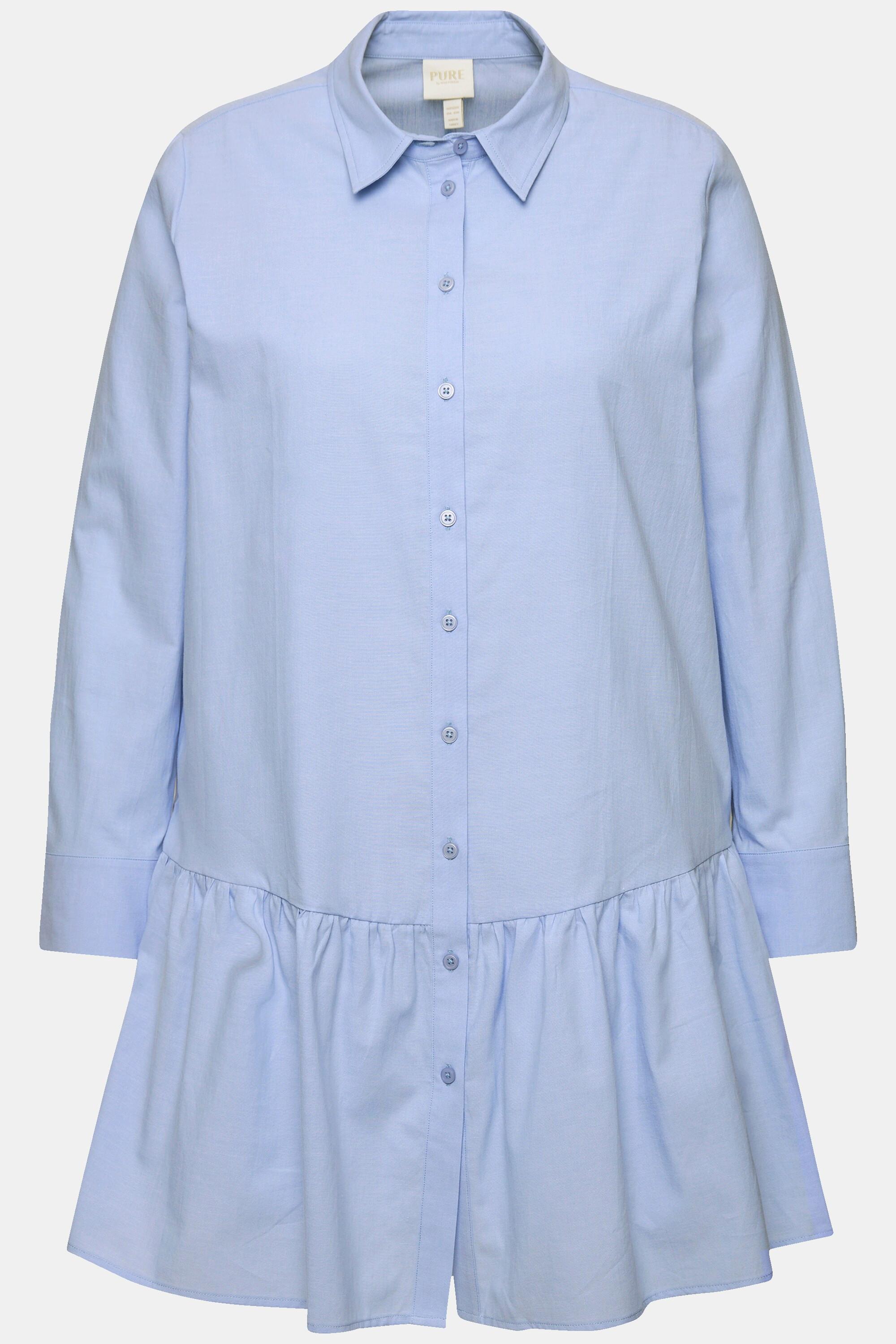 Ulla Popken  Camicia con volant, collo da camicia, maniche lunghe e cotone biologico 