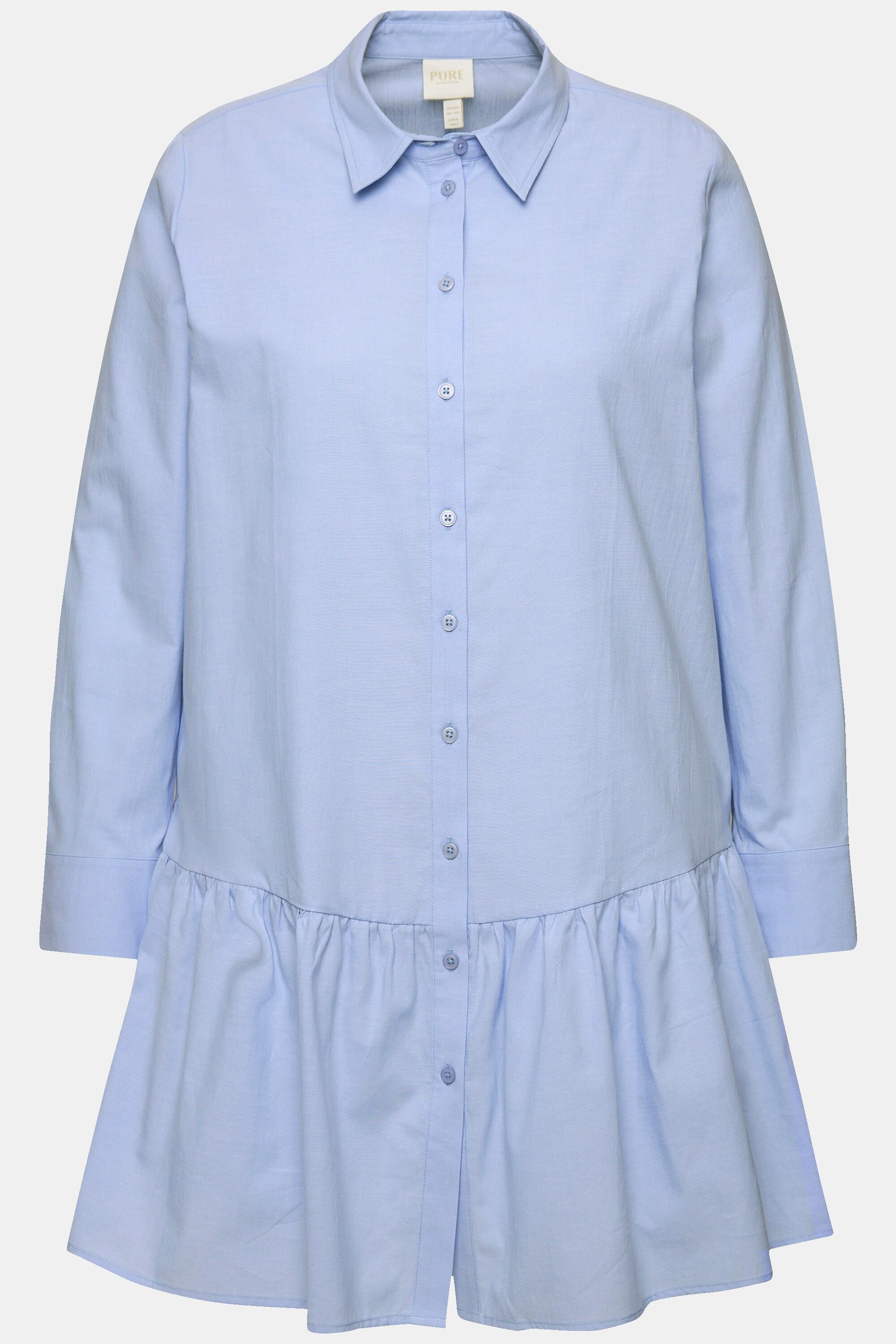 Ulla Popken Chemisier Volant à la Base Col Chemise Manches Longues  