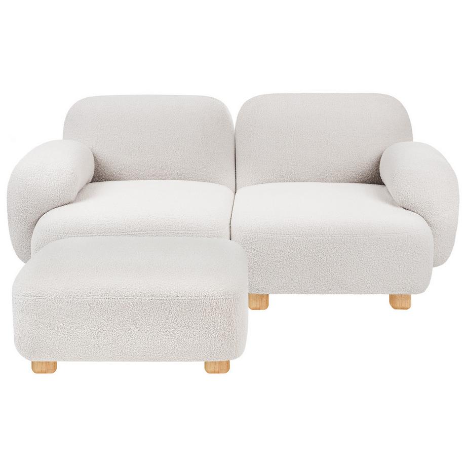 Beliani Canapé 2 places avec ottoman en Bouclé Moderne AMLI  
