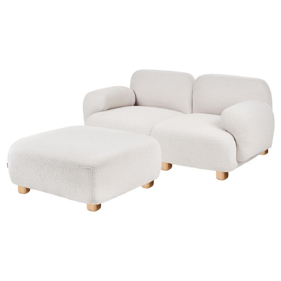 Beliani Canapé 2 places avec ottoman en Bouclé Moderne AMLI  