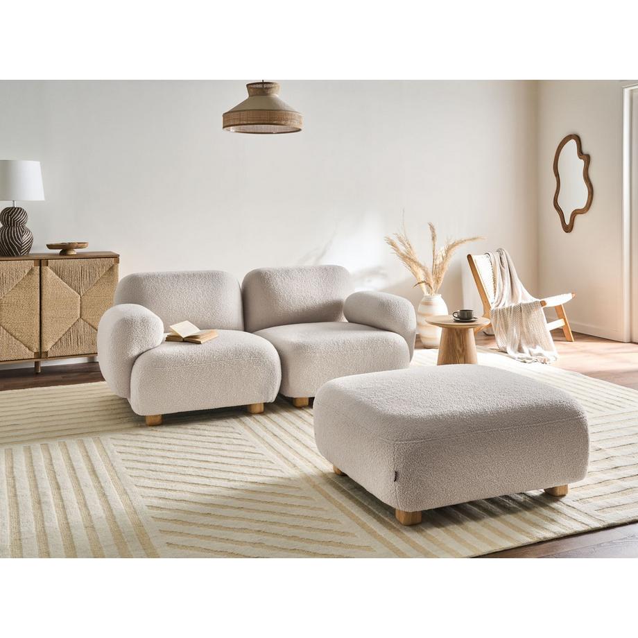 Beliani Canapé 2 places avec ottoman en Bouclé Moderne AMLI  