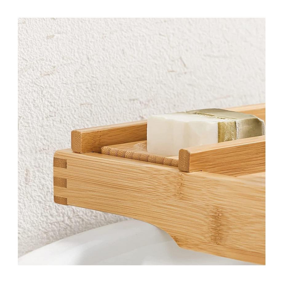 Calicosy  Pont de Baignoire Extensible en Bambou - L75/109 cm 