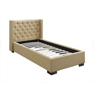 Vente-unique Letto 90 x 200 cm con testata trapuntata Tessuto Beige  - MASSIMO II  